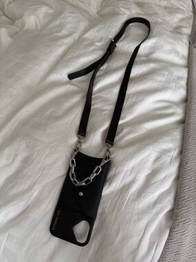 Bandolier Hailey Crossbody Phone Case in Black with Silver Hardware